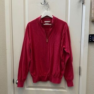 Peter Millar Men's Zip-Up Sweater in Strawberry Red